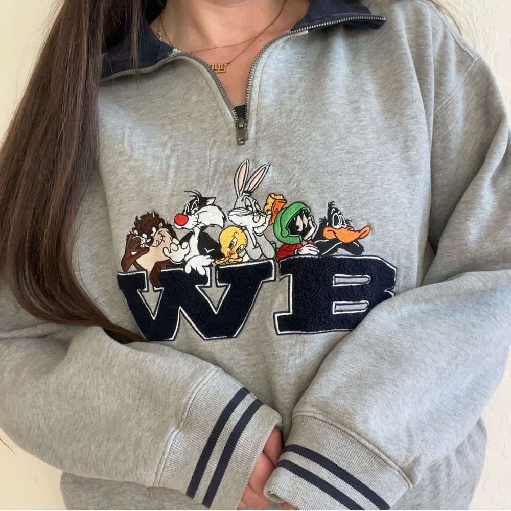 Vtg Warner Brothers Studio Sweatshirt Pullover 90’s Taz Marvin - Picture 3 of 9